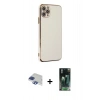 MARSİLYAN™- iPhone 11 Pro Max Kılıf Yankı Serisi - Şeffaf 360 Full Body Arka Koruyucu + Pers Alüminyum Kamera Lens - LT
