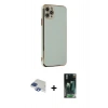 MARSİLYAN™- iPhone 11 Pro Max Kılıf Yankı Serisi - Şeffaf 360 Full Body Arka Koruyucu + Pers Alüminyum Kamera Lens - LT