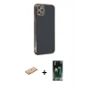 MARSİLYAN™- iPhone 11 Pro Max Kılıf Yankı Serisi - Şeffaf 360 Full Body Arka Koruyucu + Pembe Renkli Kamera Lens Koruma Cam