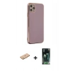 MARSİLYAN™- iPhone 11 Pro Max Kılıf Yankı Serisi - Şeffaf 360 Full Body Arka Koruyucu + Pembe Renkli Kamera Lens Koruma Cam