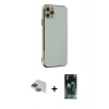 MARSİLYAN™- iPhone 11 Pro Max Kılıf Yankı Serisi - Şeffaf 360 Full Body Arka Koruyucu + Pers Alüminyum Kamera Lens - YL