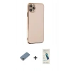MARSİLYAN™- iPhone 11 Pro Max Kılıf Yankı Serisi - Şeffaf Pasifik Cam Ekran Koruyucu + Metal Kamera Lens Koruma Cam - AKYL