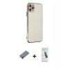 MARSİLYAN™- iPhone 11 Pro Max Kılıf Yankı Serisi - Şeffaf Pasifik Cam Ekran Koruyucu + Metal Kamera Lens Koruma Cam - AKYL