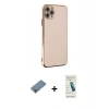 MARSİLYAN™- iPhone 11 Pro Max Kılıf Yankı Serisi - Şeffaf Pasifik Cam Ekran Koruyucu + Metal Kamera Lens Koruma Cam - GD