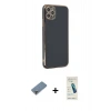 MARSİLYAN™- iPhone 11 Pro Max Kılıf Yankı Serisi - Şeffaf Pasifik Cam Ekran Koruyucu + Metal Kamera Lens Koruma Cam - GD