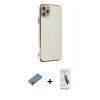 MARSİLYAN™- iPhone 11 Pro Max Kılıf Yankı Serisi - Şeffaf Pasifik Cam Ekran Koruyucu + Metal Kamera Lens Koruma Cam - GD