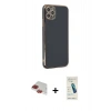 MARSİLYAN™- iPhone 11 Pro Max Kılıf Yankı Serisi - Şeffaf Pasifik Cam Ekran Koruyucu + Pers Alüminyum Kamera Lens - KI