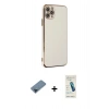 MARSİLYAN™- iPhone 11 Pro Max Kılıf Yankı Serisi - Şeffaf Pasifik Cam Ekran Koruyucu + Metal Kamera Lens Koruma Cam - MI
