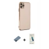 MARSİLYAN™- iPhone 11 Pro Max Kılıf Yankı Serisi - Şeffaf Pasifik Cam Ekran Koruyucu + Metal Kamera Lens Koruma Cam - MI
