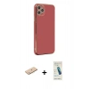 MARSİLYAN™- iPhone 11 Pro Max Kılıf Yankı Serisi - Şeffaf Pasifik Cam Ekran Koruyucu + Renkli Kamera Lens Koruma Cam - MI