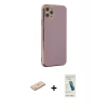 MARSİLYAN™- iPhone 11 Pro Max Kılıf Yankı Serisi - Şeffaf Pasifik Cam Ekran Koruyucu + Renkli Kamera Lens Koruma Cam - MI