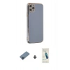 MARSİLYAN™- iPhone 11 Pro Max Kılıf Yankı Serisi - Şeffaf Pasifik Cam Ekran Koruyucu + Metal Kamera Lens Koruma Cam - MI