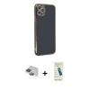 MARSİLYAN™- iPhone 11 Pro Max Kılıf Yankı Serisi - Şeffaf Pasifik Cam Ekran Koruyucu + Pers Alüminyum Kamera Lens - YL