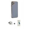 MARSİLYAN™- iPhone 11 Pro Max Kılıf Yankı Serisi - Şeffaf Pasifik Cam Ekran Koruyucu + Pers Alüminyum Kamera Lens - YL