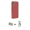 MARSİLYAN™- iPhone 11 Pro Max Kılıf Yankı Serisi - Şeffaf Pasifik Cam Ekran Koruyucu + Rainbow Kamera Lens Koruma Cam - GD