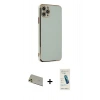 MARSİLYAN™- iPhone 11 Pro Max Kılıf Yankı Serisi - Şeffaf Pasifik Cam Ekran Koruyucu + Rainbow Kamera Lens Koruma Cam - GD