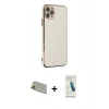 MARSİLYAN™- iPhone 11 Pro Max Kılıf Yankı Serisi - Şeffaf Pasifik Cam Ekran Koruyucu + Rainbow Kamera Lens Koruma Cam - GD