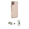 MARSİLYAN™- iPhone 11 Pro Max Kılıf Yankı Serisi - Şeffaf Pasifik Cam Ekran Koruyucu + Rainbow Kamera Lens Koruma Cam - GD