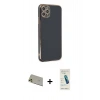 MARSİLYAN™- iPhone 11 Pro Max Kılıf Yankı Serisi - Şeffaf Pasifik Cam Ekran Koruyucu + Rainbow Kamera Lens Koruma Cam - GD