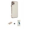 MARSİLYAN™- iPhone 11 Pro Max Kılıf Yankı Serisi - Şeffaf Pasifik Cam Ekran Koruyucu + Renkli Kamera Lens Koruma Cam - YL