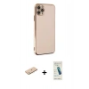 MARSİLYAN™- iPhone 11 Pro Max Kılıf Yankı Serisi - Şeffaf Pasifik Cam Ekran Koruyucu + Renkli Kamera Lens Koruma Cam - MI