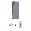 MARSİLYAN™- iPhone 11 Pro Max Kılıf Yankı Serisi - Şeffaf Pasifik Cam Ekran Koruyucu + Renkli Kamera Lens Koruma Cam - MI