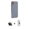 MARSİLYAN™- iPhone 11 Pro Max Kılıf Yankı Serisi - Şeffaf Pasifik Cam Ekran Koruyucu + Kamera Lens Koruma Cam - SF