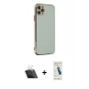 MARSİLYAN™- iPhone 11 Pro Max Kılıf Yankı Serisi - Şeffaf Pasifik Cam Ekran Koruyucu + Kamera Lens Koruma Cam - SF