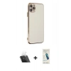 MARSİLYAN™- iPhone 11 Pro Max Kılıf Yankı Serisi - Şeffaf Pasifik Cam Ekran Koruyucu + Kamera Lens Koruma Cam - SF