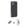 MARSİLYAN™- iPhone 11 Pro Max Kılıf Yankı Serisi - Şeffaf Pasifik Cam Ekran Koruyucu + Shine Kamera Lens Koruma Cam - SABE