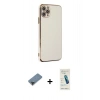 MARSİLYAN™- iPhone 11 Pro Max Kılıf Yankı Serisi - Şeffaf Pasifik Cam Ekran Koruyucu + Metal Kamera Lens Koruma Cam - SH
