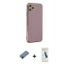 MARSİLYAN™- iPhone 11 Pro Max Kılıf Yankı Serisi - Şeffaf Pasifik Cam Ekran Koruyucu + Metal Kamera Lens Koruma Cam - SH