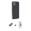 MARSİLYAN™- iPhone 11 Pro Max Kılıf Yankı Serisi - Şeffaf Pasifik Cam Ekran Koruyucu + Metal Kamera Lens Koruma Cam - SH