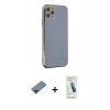 MARSİLYAN™- iPhone 11 Pro Max Kılıf Yankı Serisi - Şeffaf Pasifik Cam Ekran Koruyucu + Siyah Shine Kamera Lens Koruma Cam