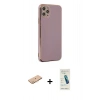 MARSİLYAN™- iPhone 11 Pro Max Kılıf Yankı Serisi - Şeffaf Pasifik Cam Ekran Koruyucu + Turuncu Renkli Kamera Lens Koruma Cam