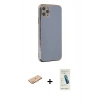 MARSİLYAN™- iPhone 11 Pro Max Kılıf Yankı Serisi - Şeffaf Pasifik Cam Ekran Koruyucu + Turuncu Renkli Kamera Lens Koruma Cam