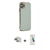 MARSİLYAN™- iPhone 11 Pro Max Kılıf Yankı Serisi - Şeffaf Pasifik Cam Ekran Koruyucu + Pers Alüminyum Kamera Lens - YL