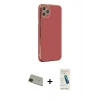 MARSİLYAN™- iPhone 11 Pro Max Kılıf Yankı Serisi - Şeffaf Pasifik Cam Ekran Koruyucu + Rainbow Kamera Lens Koruma Cam - YL