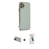 MARSİLYAN™- iPhone 11 Pro Max Kılıf Yankı Serisi - Şeffaf Pasifik Cam Ekran Koruyucu + Rainbow Kamera Lens Koruma Cam - YL