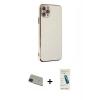MARSİLYAN™- iPhone 11 Pro Max Kılıf Yankı Serisi - Şeffaf Pasifik Cam Ekran Koruyucu + Rainbow Kamera Lens Koruma Cam - YL