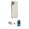 MARSİLYAN™- iPhone 11 Pro Max Kılıf Yankı Serisi - Siyah 18D Cam Ekran Koruyucu + Pers Alüminyum Kamera Lens - KI