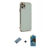 MARSİLYAN™- iPhone 11 Pro Max Kılıf Yankı Serisi - Siyah 18D Cam Ekran Koruyucu + Shine Kamera Lens Koruma Cam - MI