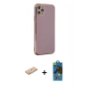 MARSİLYAN™- iPhone 11 Pro Max Kılıf Yankı Serisi - Siyah 18D Cam Ekran Koruyucu + Renkli Kamera Lens Koruma Cam - TU