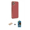 MARSİLYAN™- iPhone 11 Pro Max Kılıf Yankı Serisi - Siyah 18D Cam Ekran Koruyucu + Renkli Kamera Lens Koruma Cam - TU