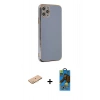 MARSİLYAN™- iPhone 11 Pro Max Kılıf Yankı Serisi - Siyah 18D Cam Ekran Koruyucu + Renkli Kamera Lens Koruma Cam - TU