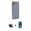 MARSİLYAN™- iPhone 11 Pro Max Kılıf Yankı Serisi - Siyah 18D Cam Ekran Koruyucu + Kamera Lens Koruma Cam - SF