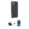 MARSİLYAN™- iPhone 11 Pro Max Kılıf Yankı Serisi - Siyah 18D Cam Ekran Koruyucu + Kamera Lens Koruma Cam - SF