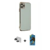 MARSİLYAN™- iPhone 11 Pro Max Kılıf Yankı Serisi - Siyah 18D Cam Ekran Koruyucu + Pers Alüminyum Kamera Lens - SH