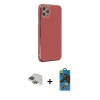 MARSİLYAN™- iPhone 11 Pro Max Kılıf Yankı Serisi - Siyah 18D Cam Ekran Koruyucu + Pers Alüminyum Kamera Lens - YL