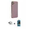 MARSİLYAN™- iPhone 11 Pro Max Kılıf Yankı Serisi - Siyah 18D Cam Ekran Koruyucu + Pers Alüminyum Kamera Lens - YL